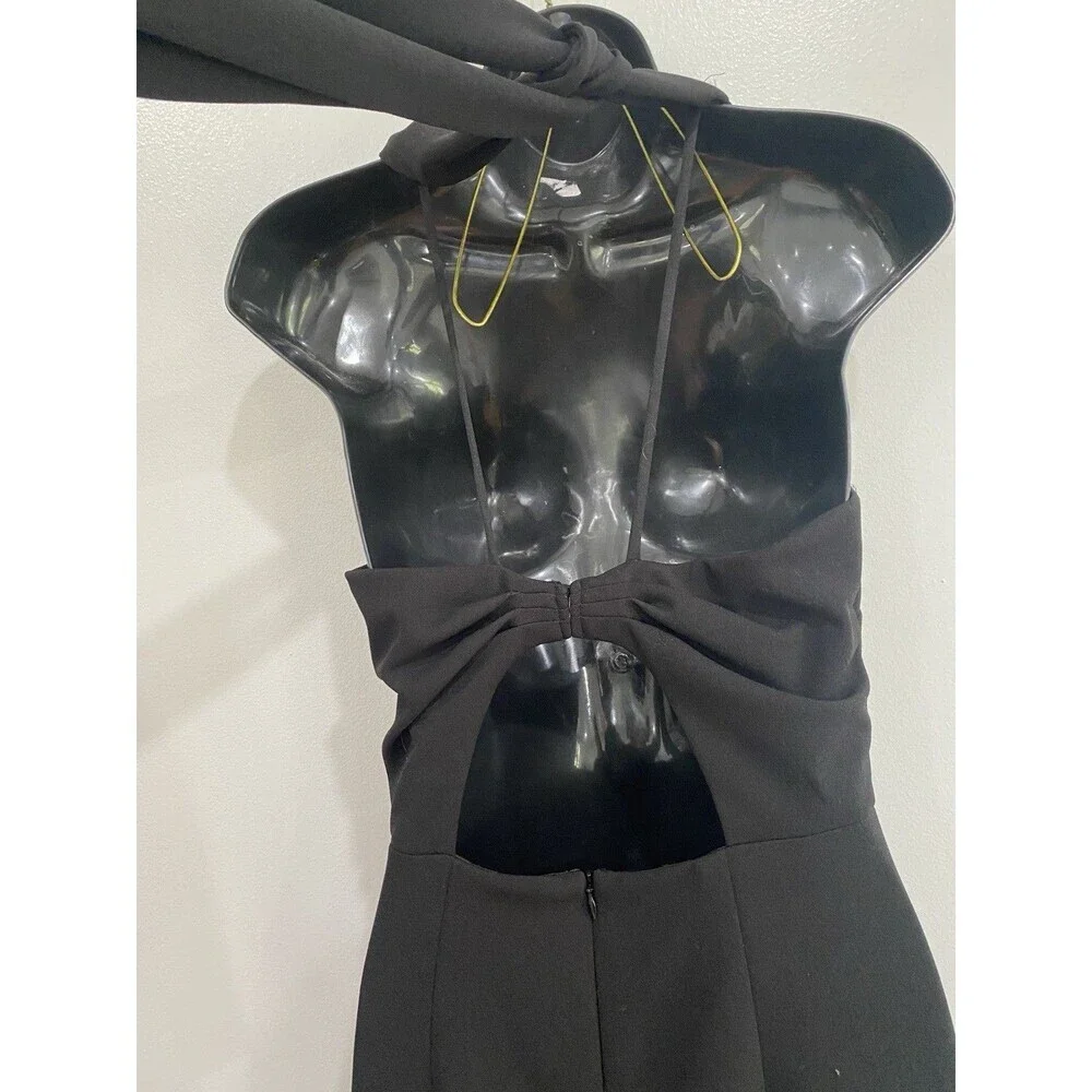 BHLDN Anthropologie Women's Size 6 Black Tie Bow Maxi dress Halter High Neck